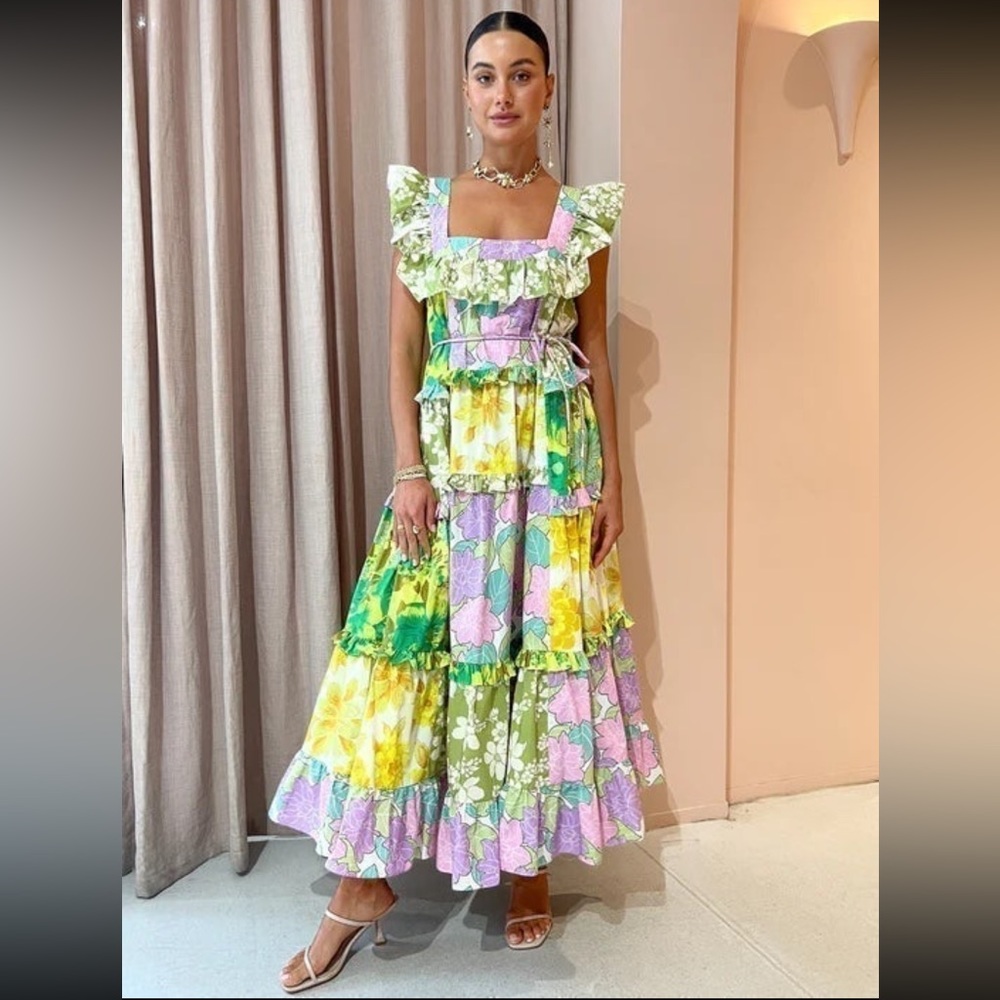 Alemais Elora Tiered Patchwork Maxi Dress